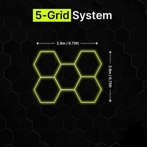 5-pack hexagon LED lighting system for garages and gyms
