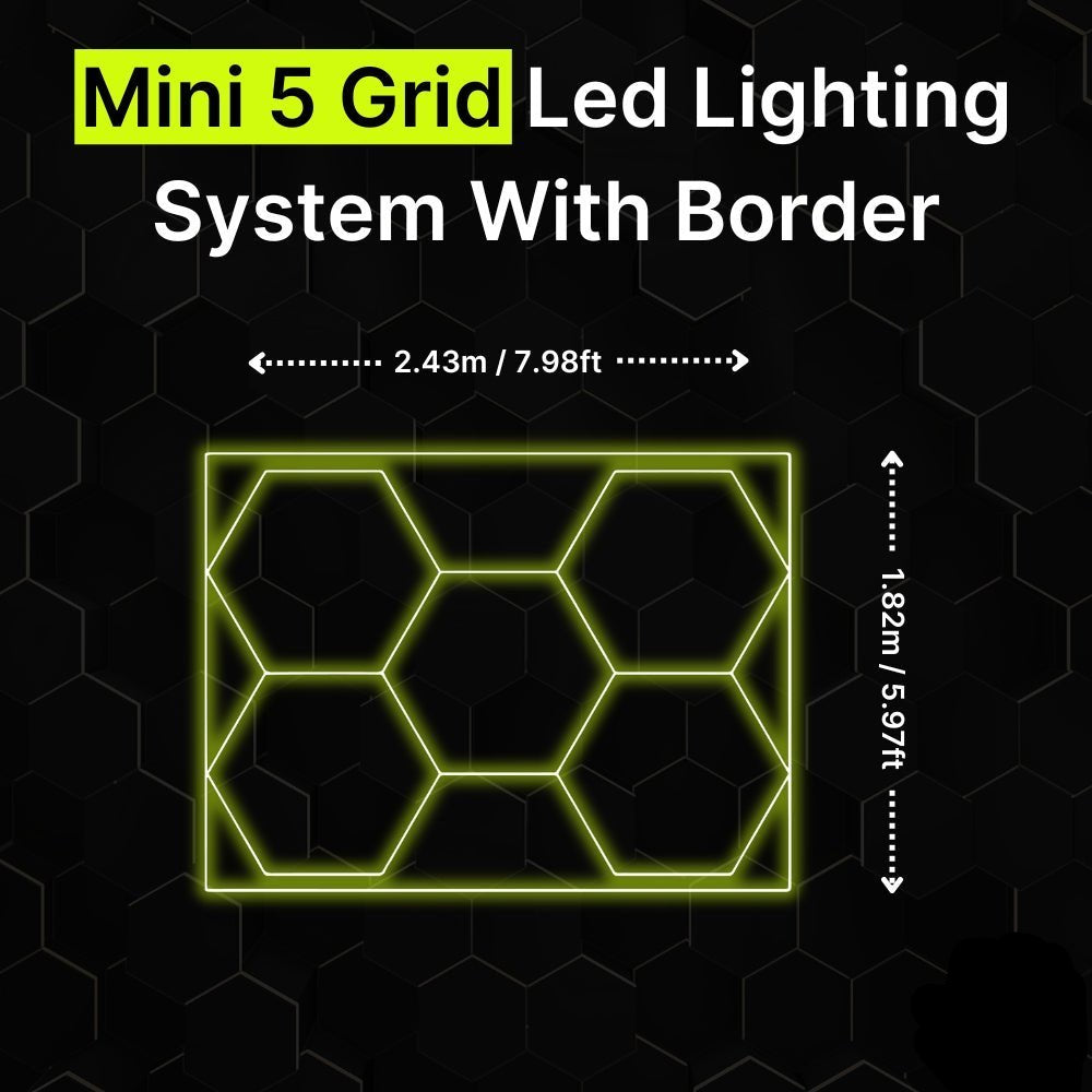 5 Pack Mini Hexagrid LED Lighting System With Border