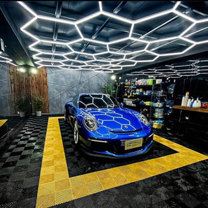 Double garage package - hexagon lighting and floor tiles