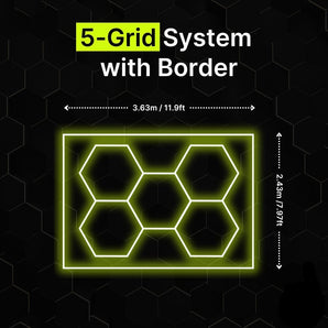 5-PACK Regular Hexagrid LED Lighting System With Border