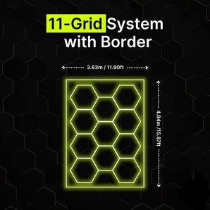 11-Grid + Border Hexagrid LED lighting (3.63m x 4.84m)