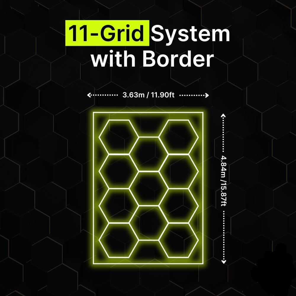 11-GRID Regular Hexagrid LED Lighting System With Border