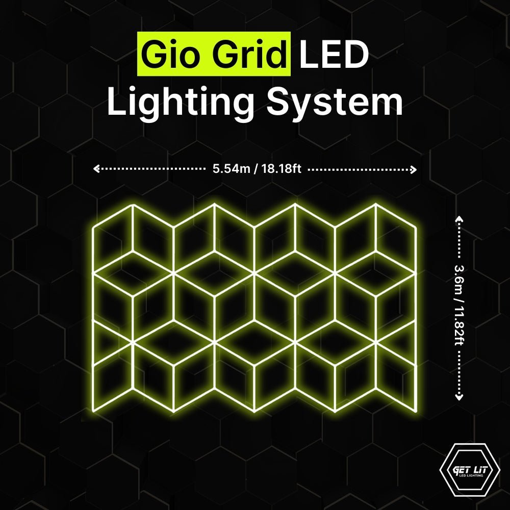 GEO grid LED lighting system for garages and gyms