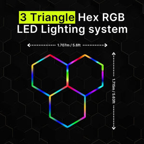 3 Triangle Hex RGB Hexagrid LED Lighting System