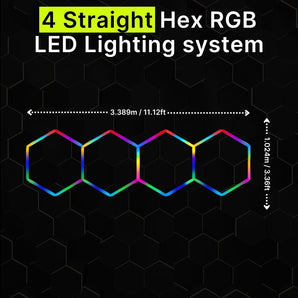4 Straight Hex RGB Hexagrid LED Lighting System