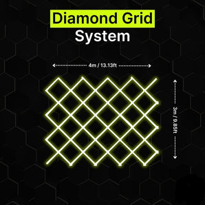 Diamond grid LED lighting system 4m x 3m for garages and gyms