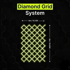 Diamond grid LED lighting system 4m x 6m for garages and gyms