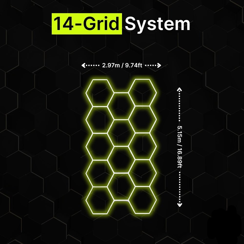 14-Grid Hexagrid LED lighting (5.15m x 2.97m)