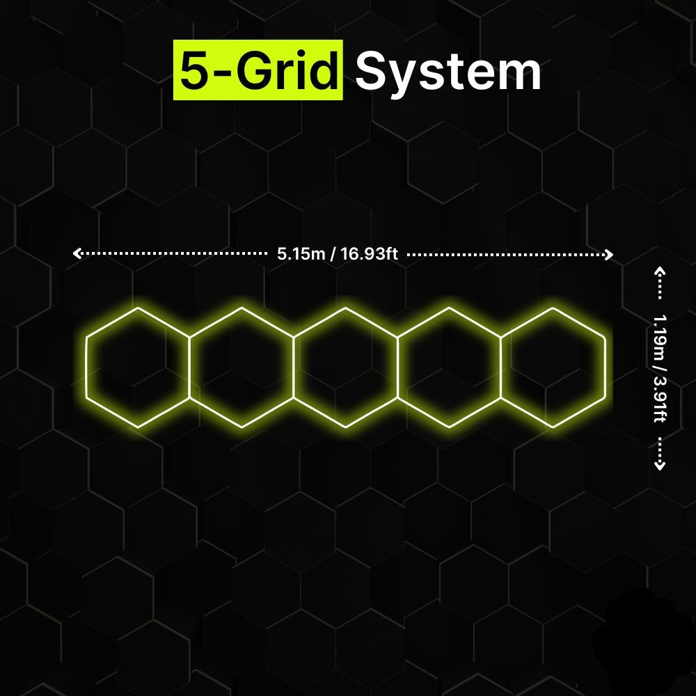 5-GRID Straight Regular Hexagrid LED Lighting System