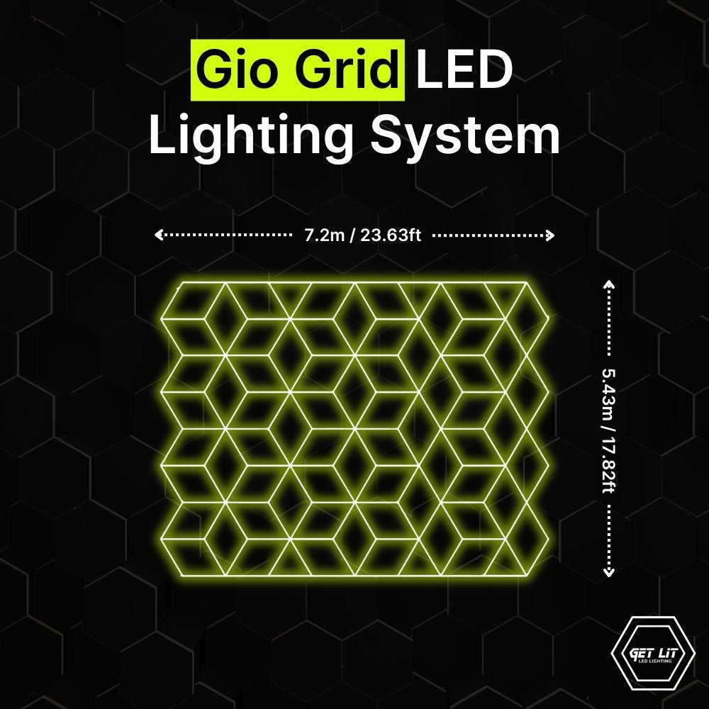 GEO grid LED lighting system for garages and gyms