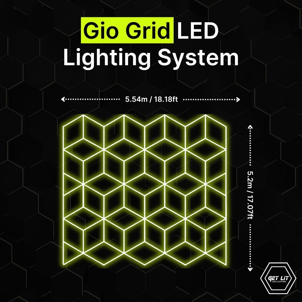 GEO grid LED lighting system for garages and gyms