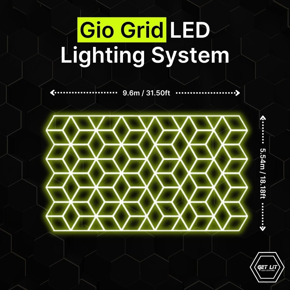 GEO grid LED lighting system for garages and gyms