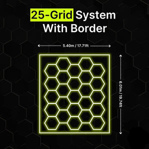 25-grid hexagon LED lighting system with border