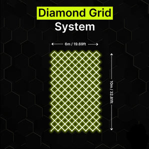 Diamond grid LED lighting system 6m x 10m for garages and gyms