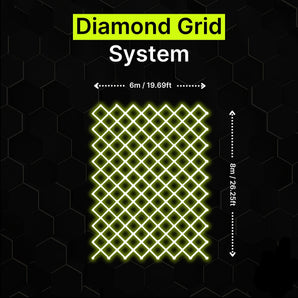 Diamond grid LED lighting system 6m x 8m for garages and gyms