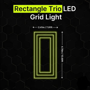 Rectangle trio LED grid light for garages and showrooms