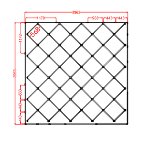 Diamond grid LED lighting system with border for garages and gyms