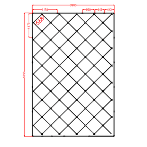 Diamond grid LED lighting system with border for garages and gyms