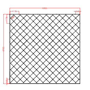 Diamond grid LED lighting system with border for garages and gyms