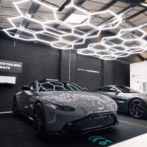 11-grid hexagon LED lighting system for garages and gyms
