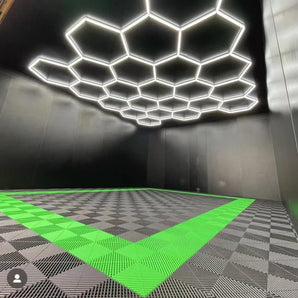 Double garage package - hexagon lighting and floor tiles